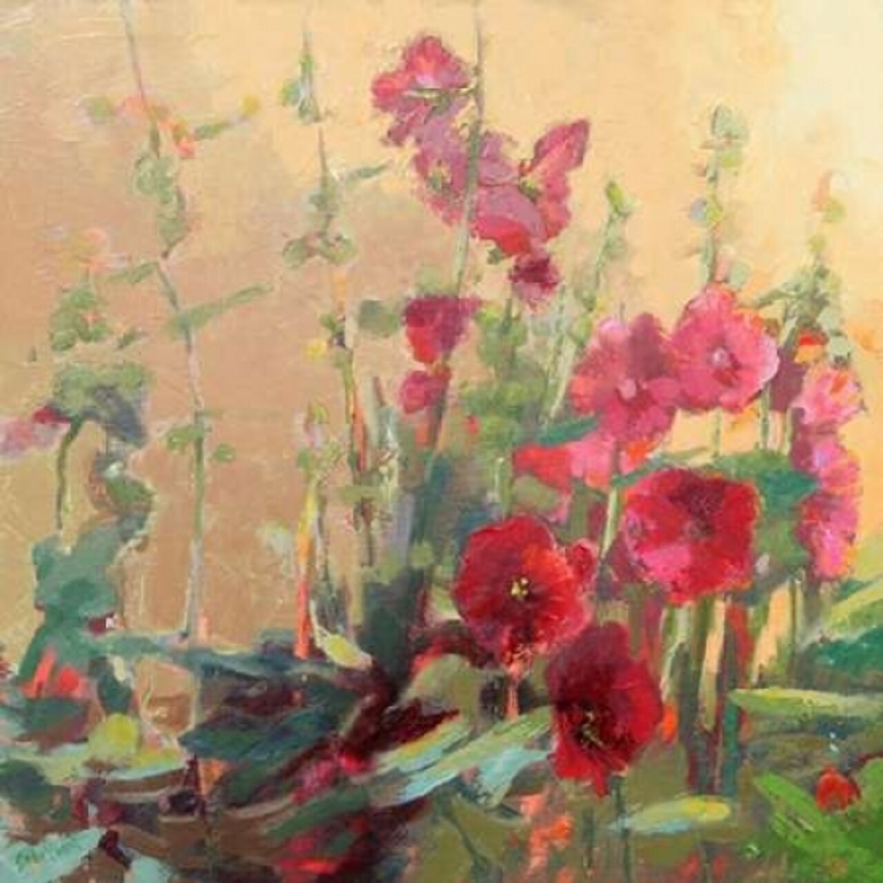 Red Haven Hollyhocks Poster Print by Beth A. Forst - Item # VARPDXF609D